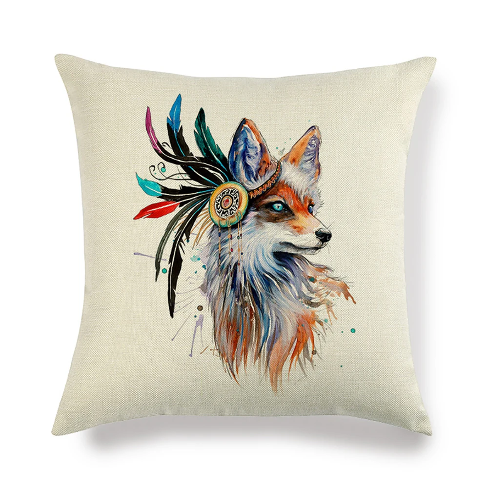 Lychee DIY чехол для подушки с изображением головы животного разноцветный льняной