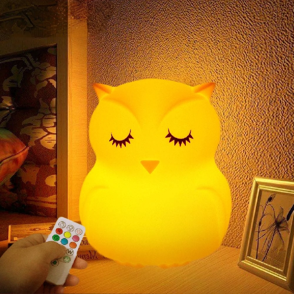 Светодиодный ночсветильник в виде совы силиконовая лампа с сенсорным