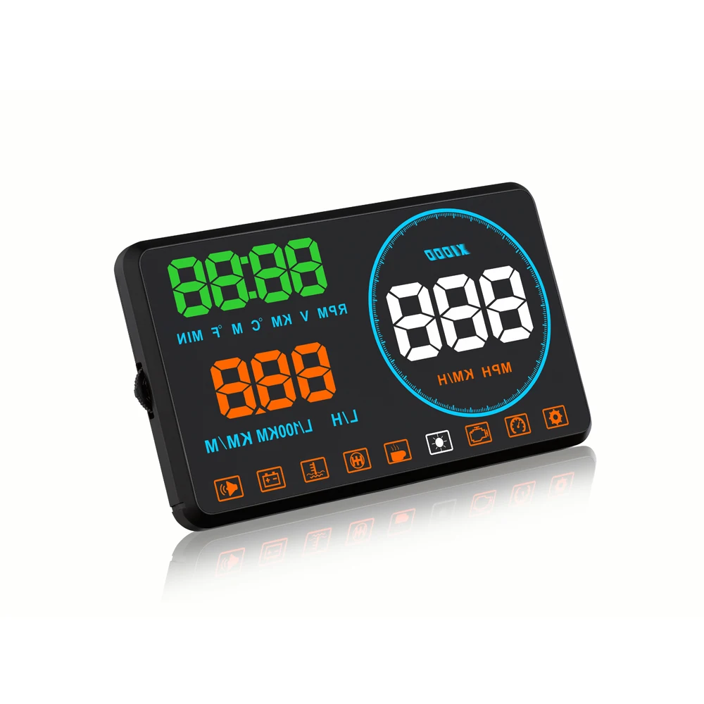 Большой спидометр HUD OBD2 отображение оборотов в минуту температуры напряжения на