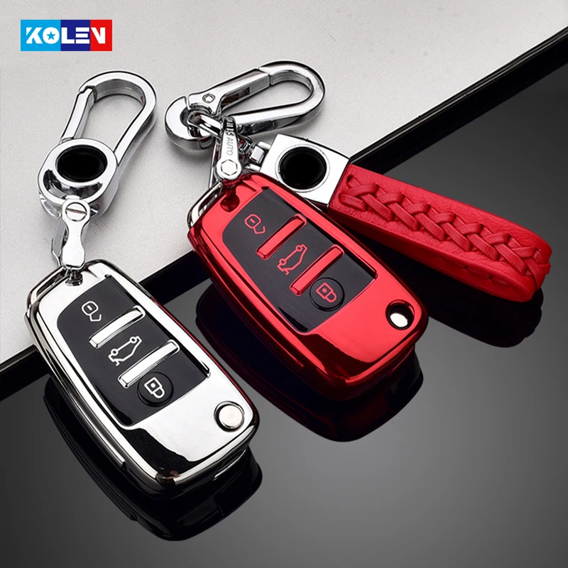 

New Soft TPU Car Remote Key Case Full Cover Holder For Audi A1 A4 A3 A6 TT Q3 Q7 S3 A4L A6L Q5 Car Key Protection Shell Keychain