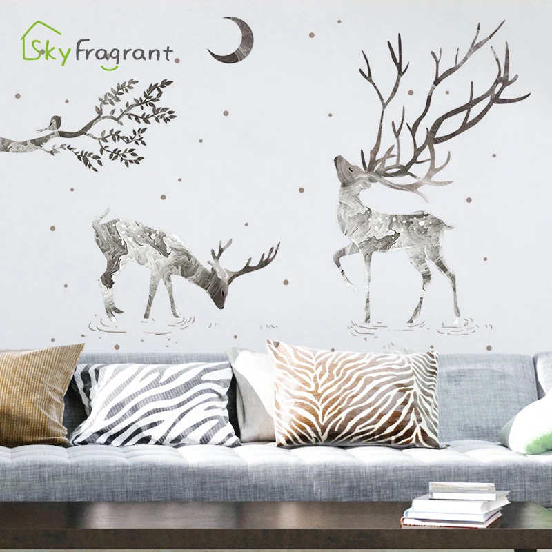 

Creative home decor wall sticker abstract elk self-adhesive stickers bedroom living room background wall decor room decoration