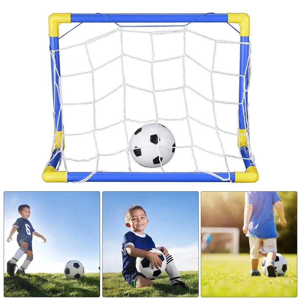 

Folding Mini Football Goal Post Net Set with Pump Kids Sport Indoor Outdoor Games Toys Child Birthday Gift Plastic