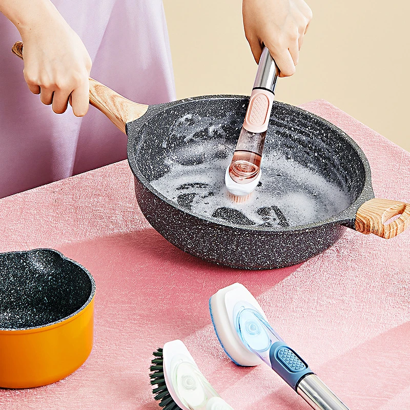 

Dishwashing Brush Soap Dispenser Brush Pot cleaning tool Pan household kitchen descaling oily pot washing brush cleaner