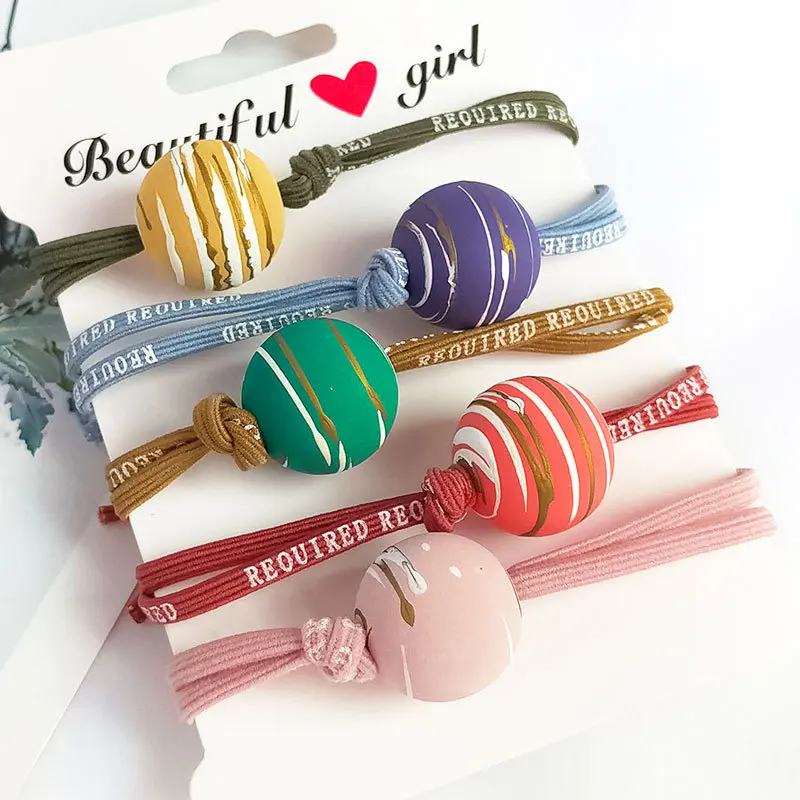 2019 Модная красочная лента с бусинами для девушек Прекрасная веревка волос в