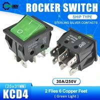 kcd4 4pin 6pin on off boat rocker switch sterling silver contacts power switch with led indicator light 30a250v 2531mm