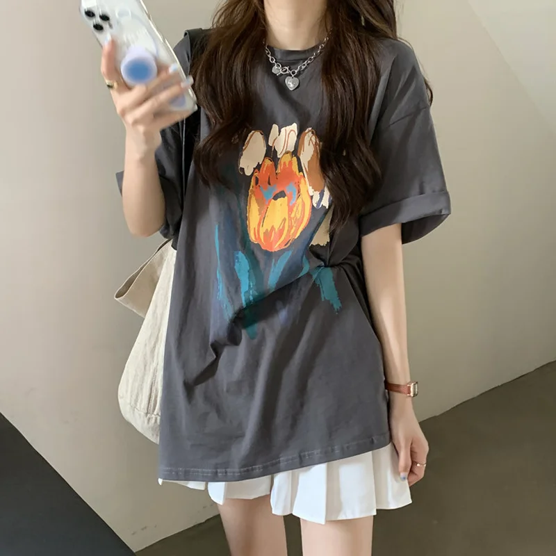 Женская футболка средней длины с коротким рукавом Новинка лета 2021 шикарная