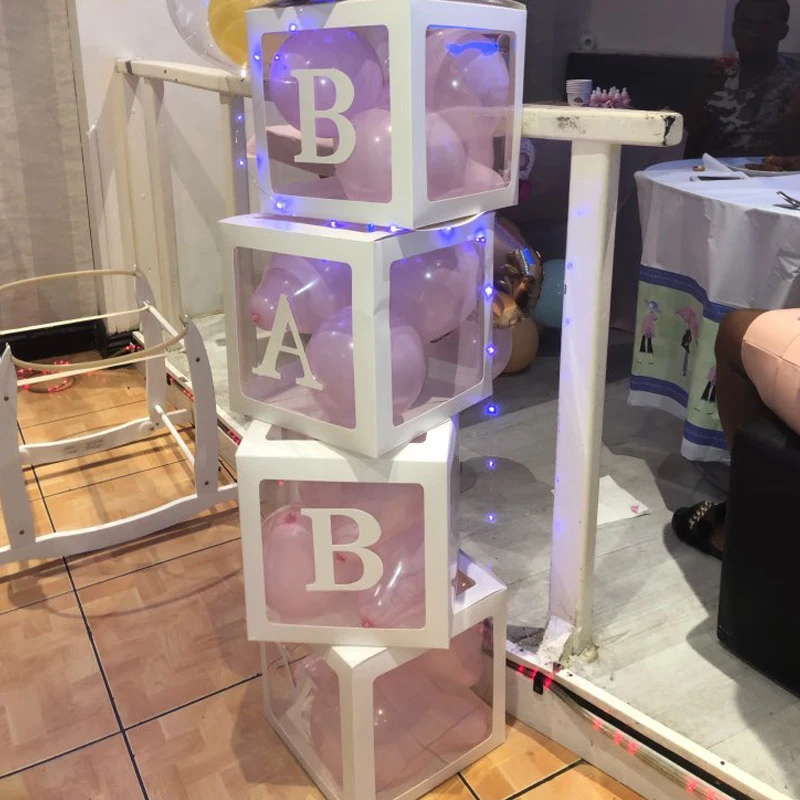 30*30cm a-z letters box balloon filled custom diy box transparent letters boxes wedding birthday baby shower decoration kids images - 6
