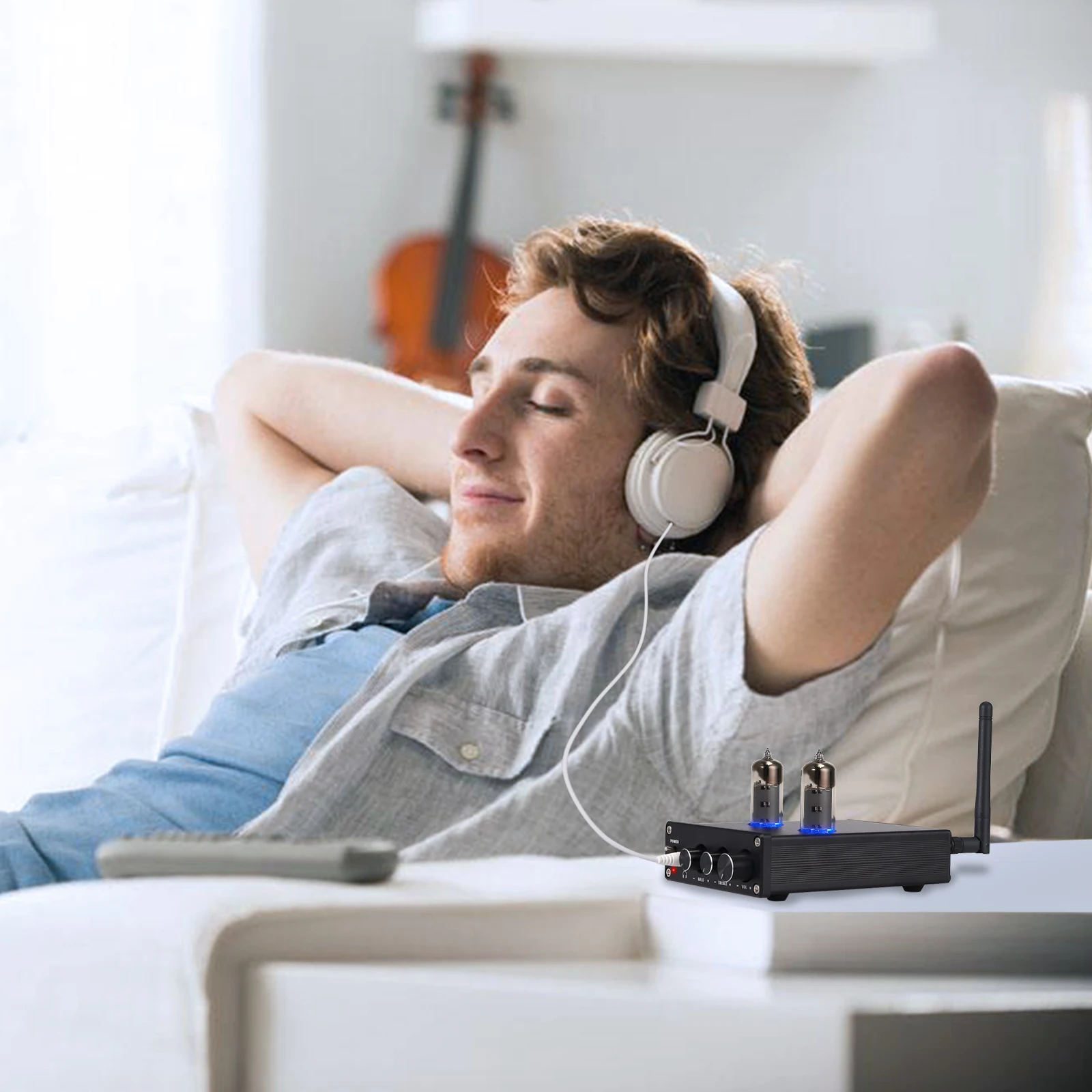 Noeteck 6J4 вакуумный ламповый усилитель предусилитель Bluetooth 4,2 усилитель с тройной Регулировка тона баса для домашнего звукового театра