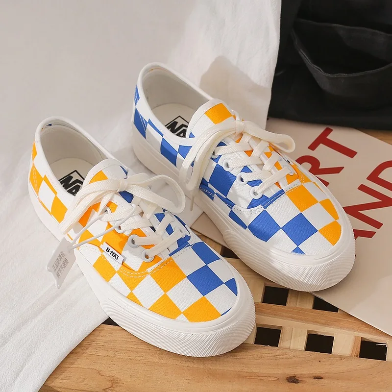 

Кроссовки женские, желтые, из Вулканизированной Ткани, на шнуровке