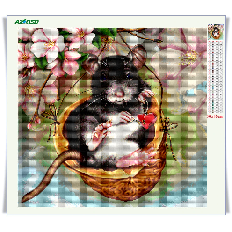 Azqsd 5D DIY Алмазная вышивка мышь Алмазная картина животное вышивка крестиком полное сверление картина из страз подарок ручной работы