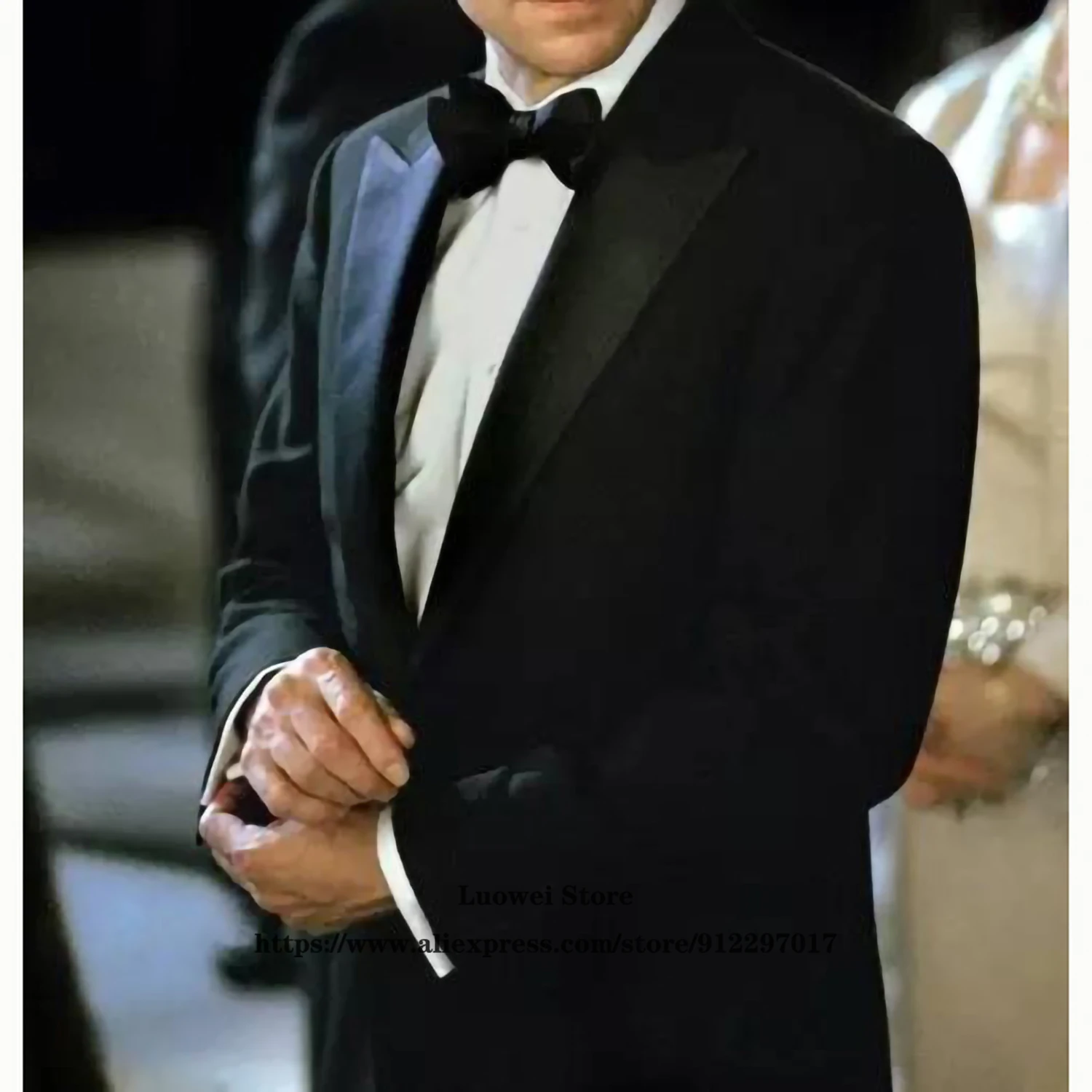 

Классические черные мужские костюмы, винтажный свадебный смокинг для жениха с заостренным лацканом, Официальный деловой Блейзер, комплект ...