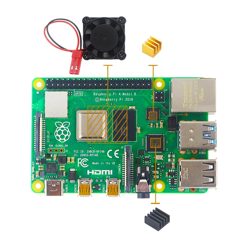 Кулер для процессора Raspberry Pi 4 Model B комплект из вентиляторов и алюминиевого