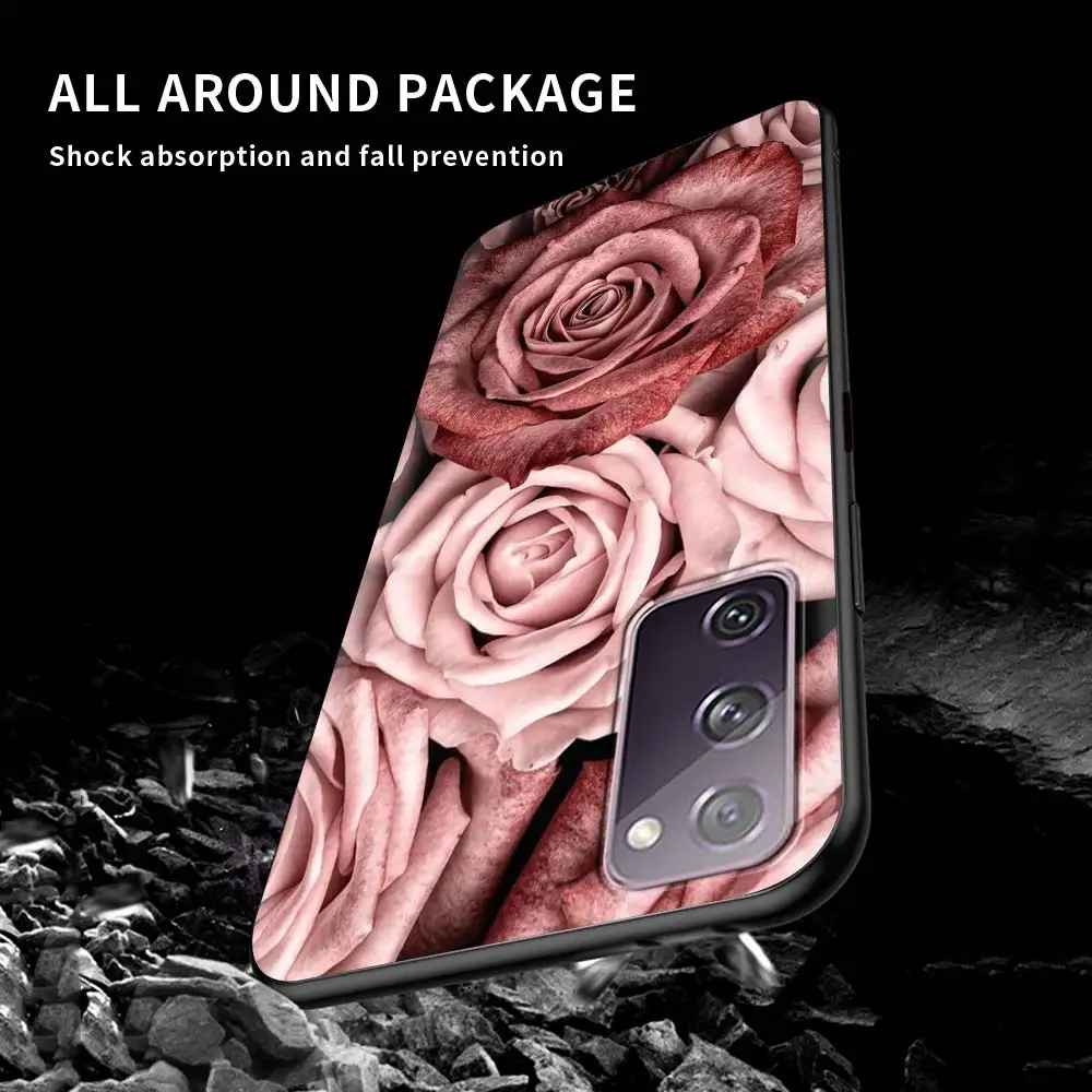 

Phone Case For Samsung S20 FE S21 S10 S9 Plus S8 S10 Capa for Galaxy Note 20 Ultra 10 Lite 9 Soft Cover Red Pink Gold Rose