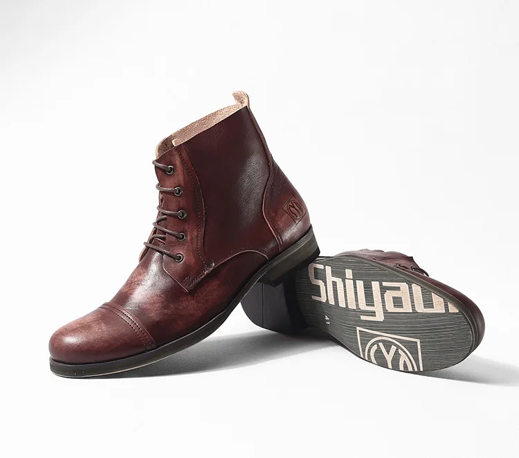 Зимние ботильоны кожаные ботинки мужские зимние повседневные из натуральной