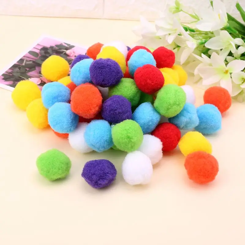 

100Pcs Soft Round Fluffy Craft PomPoms Ball Mixed Color Pom Poms 40mm DIY Crafts DIY C63C