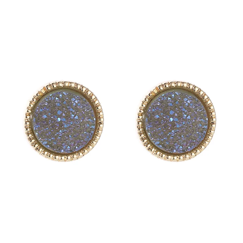 Druzy Drusy Stud Earrings Mini Resin Round Stud Fashion Famous Brand Designer Jewelry Gold Stud - Окраска металла: G
