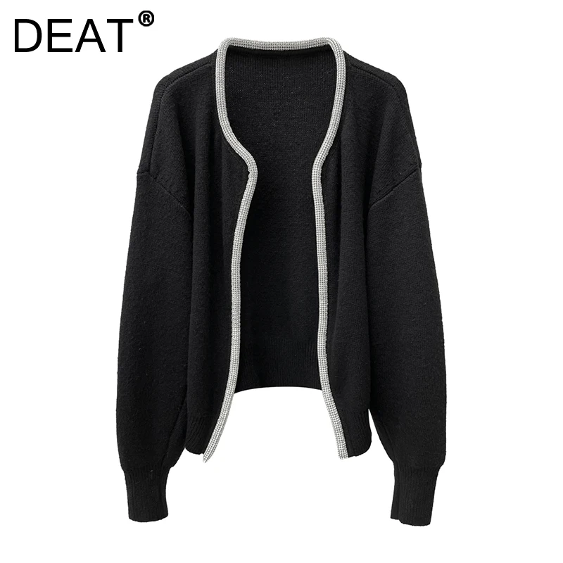 

Женский вязаный кардиган DEAT, трикотажный топ с круглым вырезом и длинными рукавами, WT21001, Осень-зима 2021