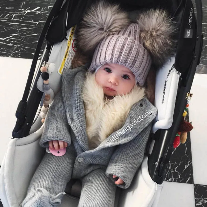Winter Faux Fur Pom Pom Hat for Toddlers and Babies - Double Pom Beanie for Boys and Girls image 6