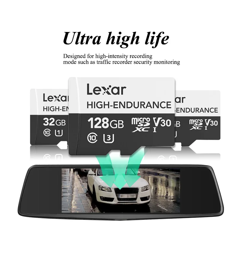 Lexar Micro SD карта, 32 ГБ, 64 ГБ 128 с высокой износостойкостью 667x слот для карт памяти 100 МБ/с. SDHC V10 TF карты флэш-накопитель для Камера