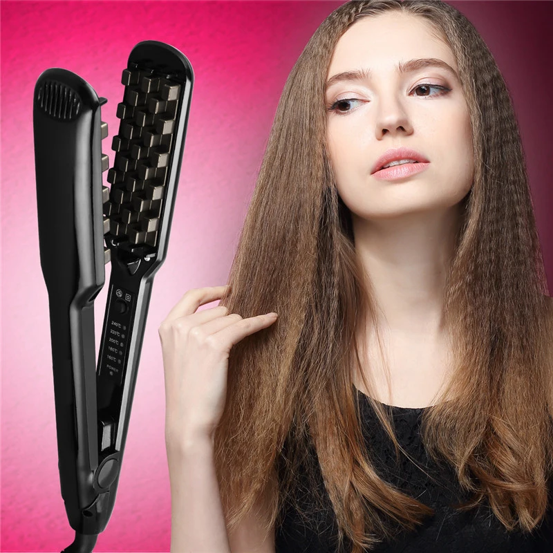 

3D Fluffy Hair Styling Tool Hair Volumizing Iron 2 IN 1 Hair Straightener Curling Ceramic Crimper Corrugated Curler Flat Iron