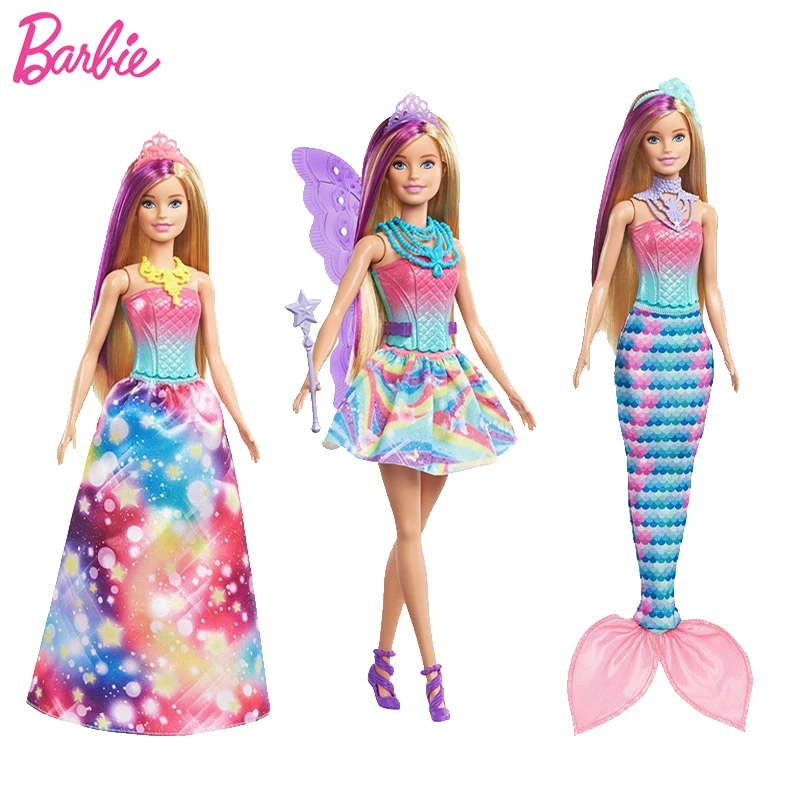 

Original Barbie Dolls Dreamtopia Fairy Tale Mermaid Doll Girls Accessories Dress Up Toys for Children Princess Variety Kids Toys