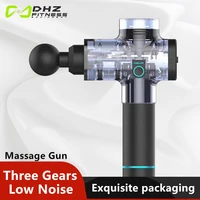 professional noise reduction massage gun for pain body fitness muscle relax deep tissue massager with aluminum box 9 heads