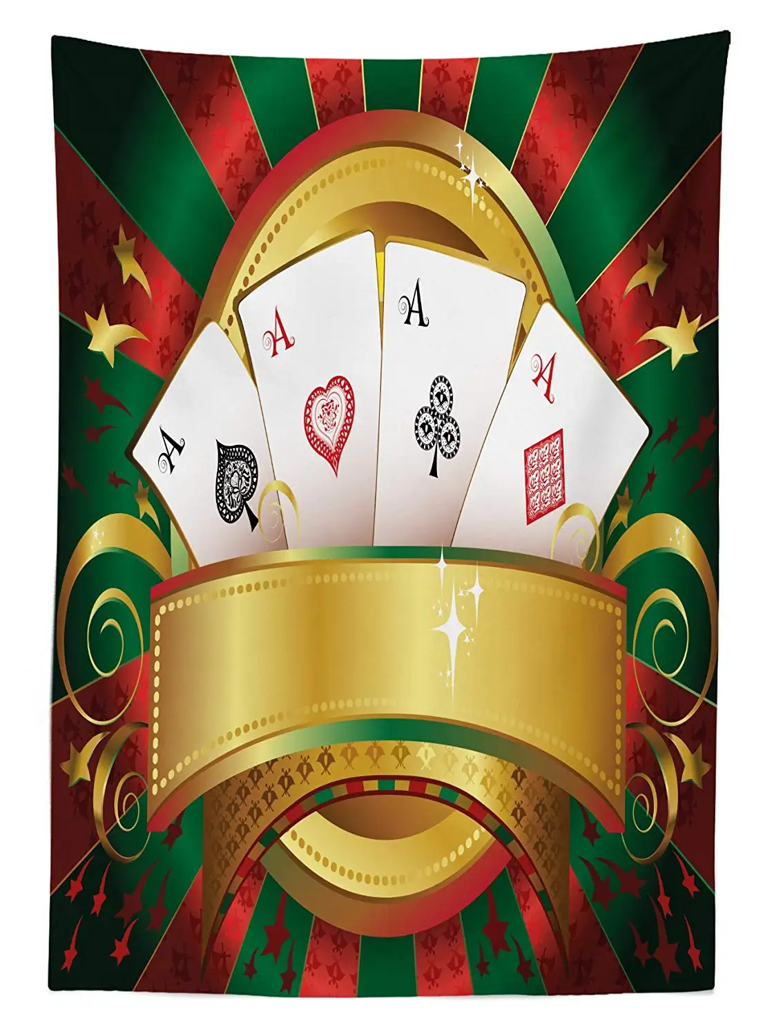 Poker Tournament Tablecloth Gambling Fortune Wealth Playing Cards Hand Casino Roulette Winning Dining Room Kitchen Table Cover | Дом и сад