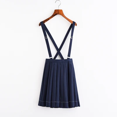 dark blue Женская JK Sailor форма для средней школы Студенческая девушка выпускник в стиле Харадзюку стиль крест защита для колена плиссированная Высокая талия трапециевидная юбка - Цвет: dark blue