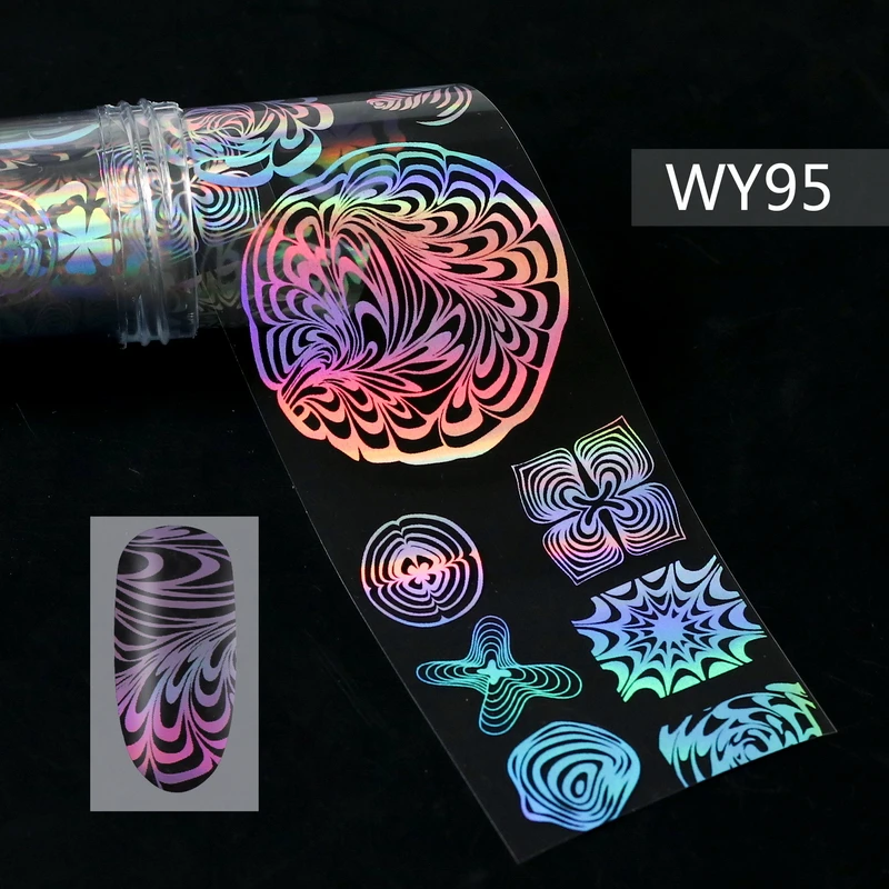 Y95 Nail Foils 1 шт. голографические наклейки-лак для ногтей Переводные Звездные полоски наклейки для дизайна ногтей смешанные узоры ползунки для хобби ногтевой дизайн - Цвет: Y95 Nail Foils