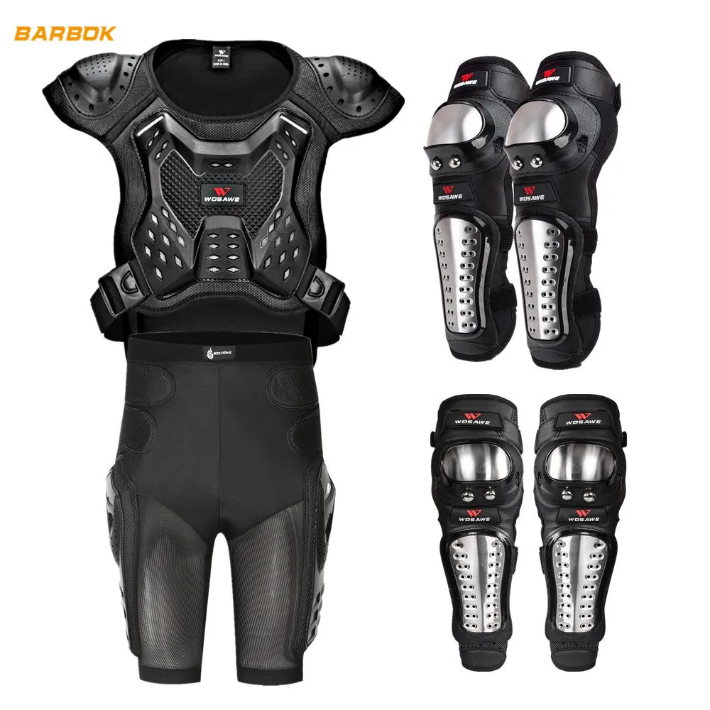 

WOSAWE Adult MTB Motocross Armor Protective Jacket Elbow Kneepads Full Body Protection Set Off-Road Motorcycle Racing Armor Suit