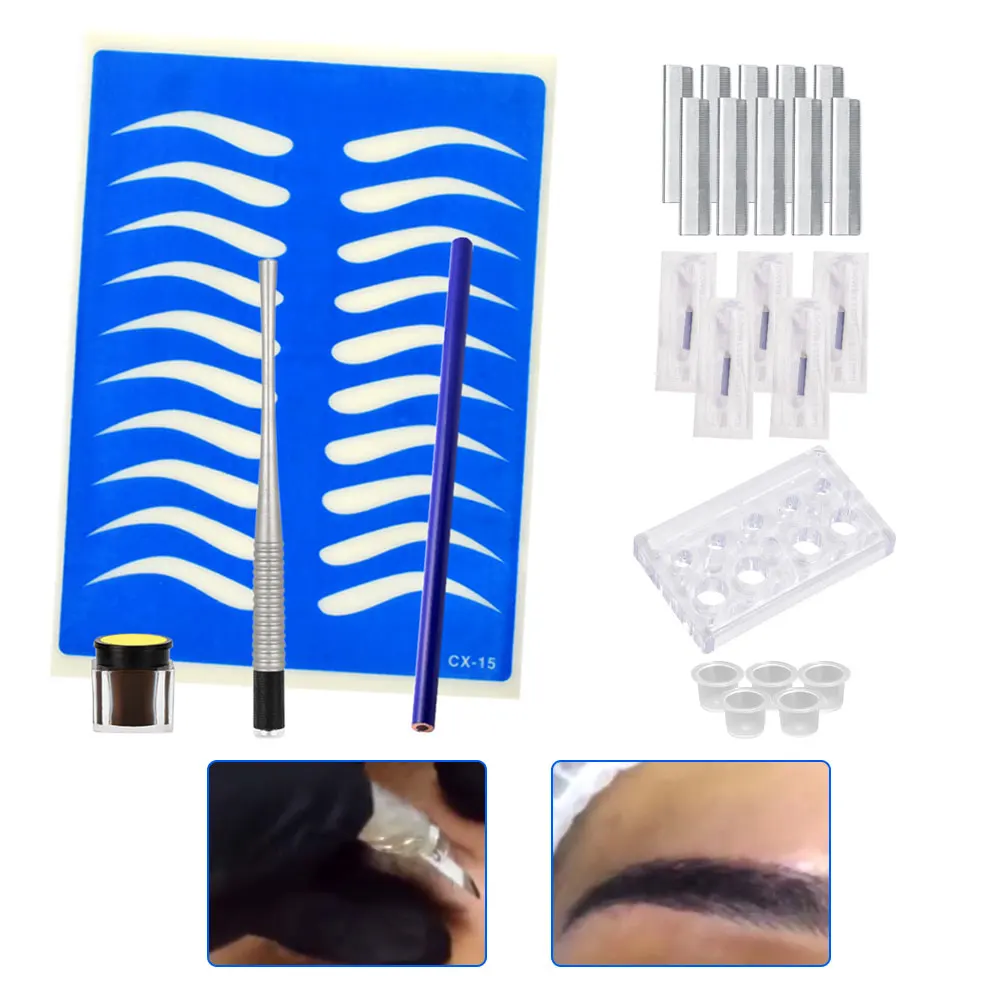 Бровей Комплект для микроблейдинга с микро иглами ручка иглы лезвие бровей