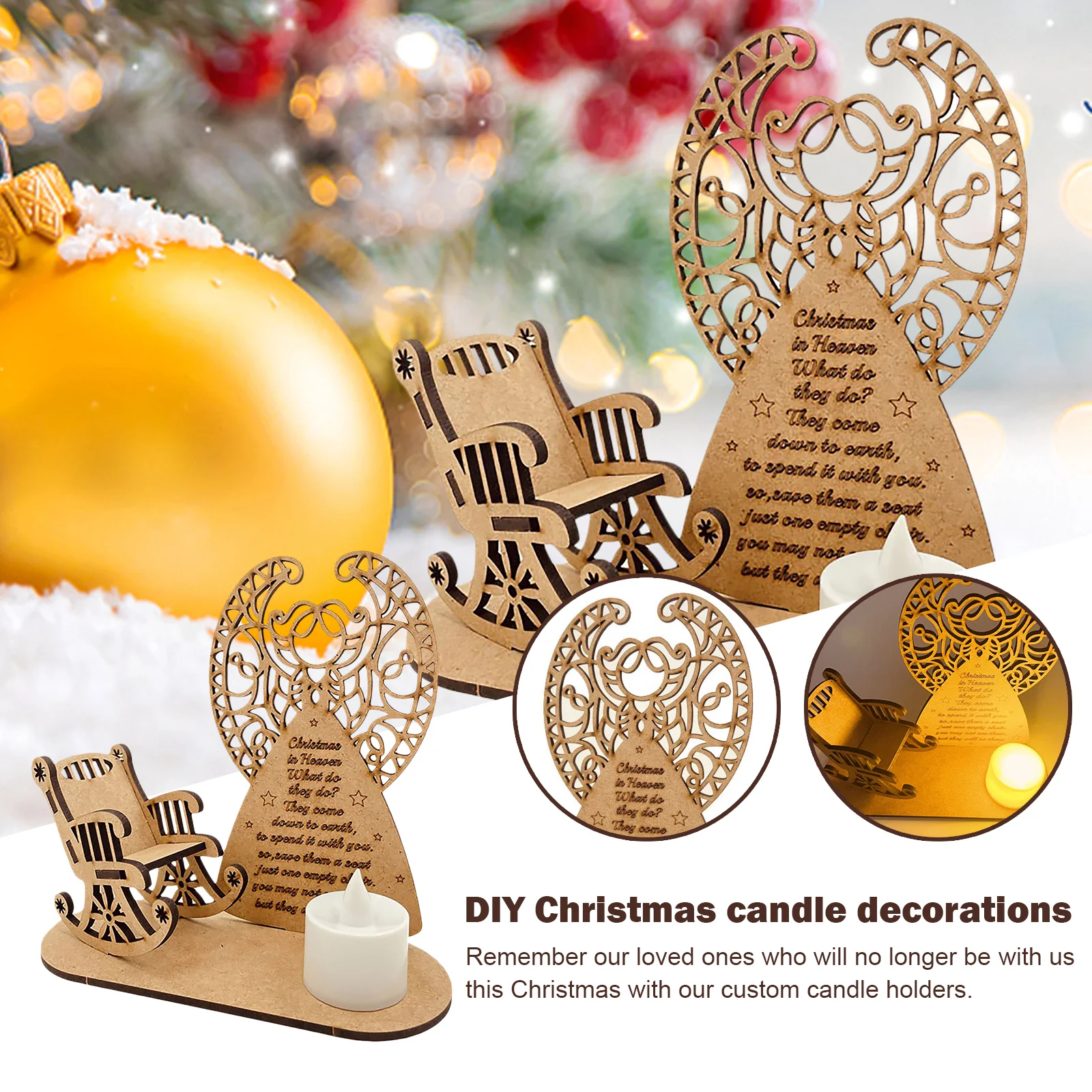 

Christmas Remembrance Candle Ornament to Remember Loved Ones Christmas in Heaven Memory Tealight Candlestick Holder Memorial