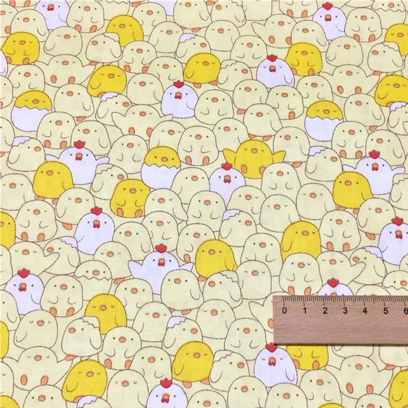 Cotton Twill Cloth Cartoon Yellow Chicken Panda Rabbit Chevron fabric for DIY Crib bedding Cushion Dess Handwork Home Decor - Цвет: chicken