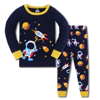 2021 new children boys sleepwear kids spring autumn pajamas set baby infant toddler cartoon space rocket print nightwear
