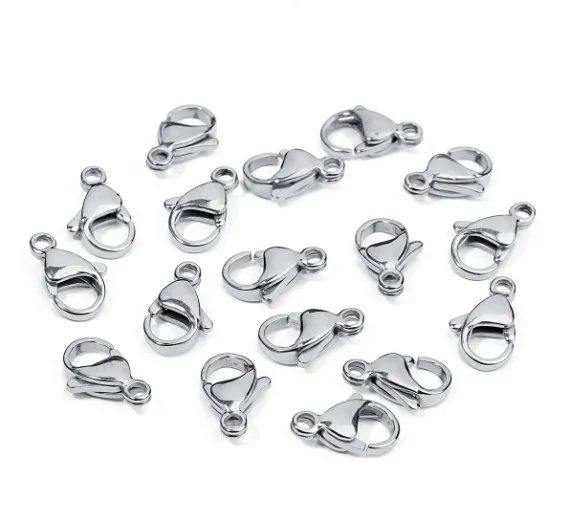 

25pcs/lot Stainless Steel High Polished Gold Steel Tone Lobster Clasp 9-19mm Necklace Connector DIY Jewelry Finding