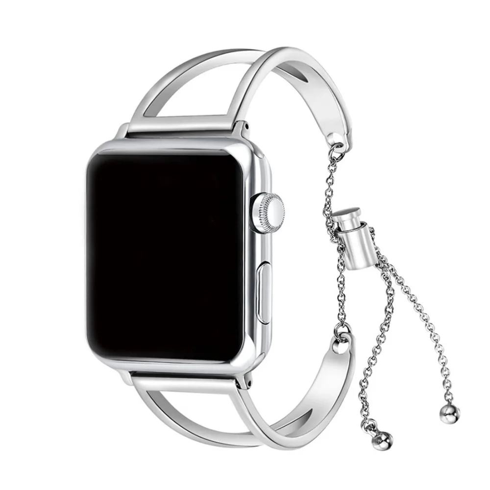 

Strap For Apple Watch band 42mm/38mm/44mm/40mm correa stainless steel cuff strap fashion design chain iWatch 4 3 5 se 6
