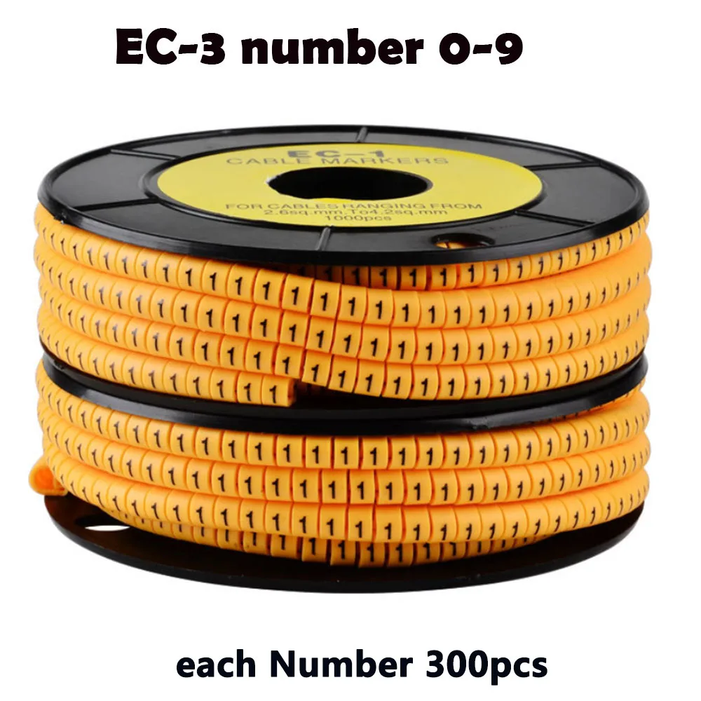 5000-3000 шт. желтый цвет Кабельные маркеры микс номер EC-0 EC-1 EC-2 EC-3 Маркер кабельной проводки номер 0 до 9 ПВХ материал проводов маркер - Цвет: EC-3-yellow-3000pcs