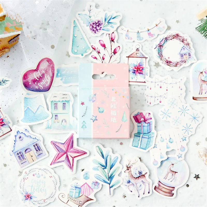 46 шт./корт. Рождественские наклейки для детского украшения милый