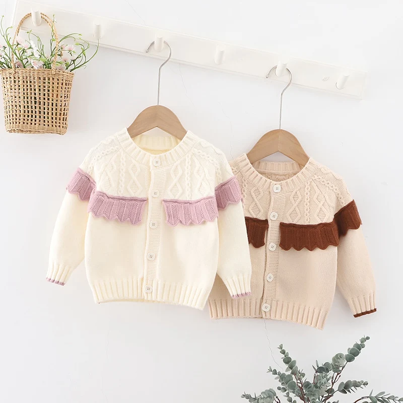 

Детский трикотажный свитер с оборками, с длинным рукавом