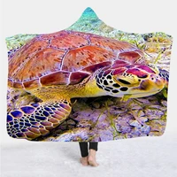 sea turtle 3d all over printed wearable blanket adults for kids various hooded blanket fleece blanket 03