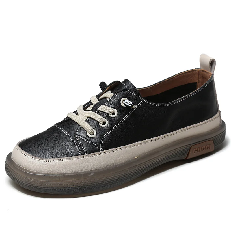 

Forest leather soft sole single shoes women's 2021 spring comfortable flat shoes color matching soft leather women's shoes