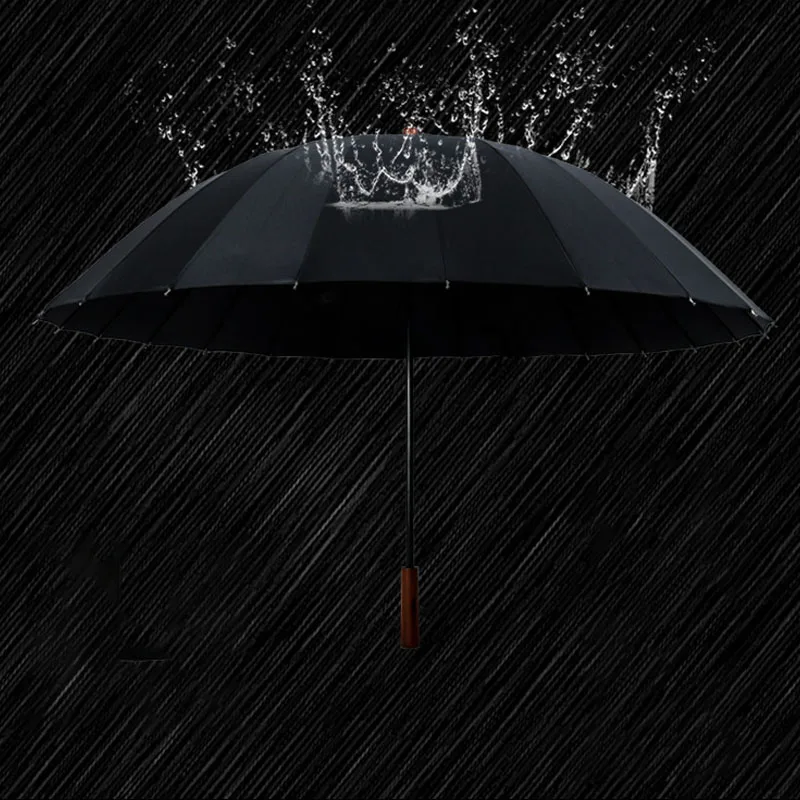 Зонт для гольфа Sunny Rainy простой длиной 24K из массива дерева с прямой ручкой