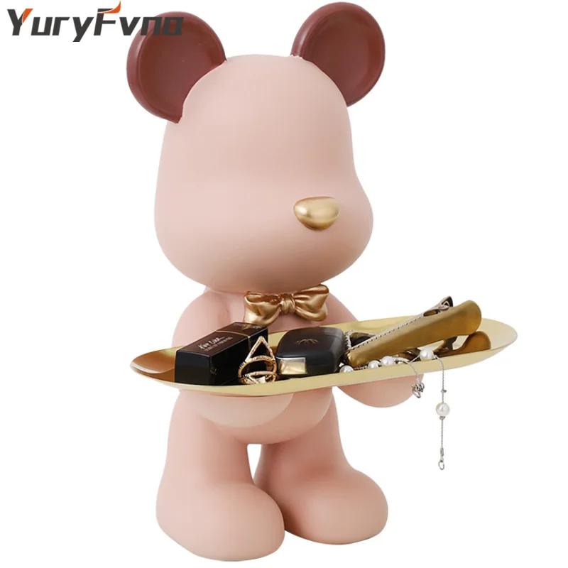 

Nordic Creative Bear Storage Tray Statue Sculpture Home Living Room Decoration Candy Key Disk Housewarming Birthday Gift