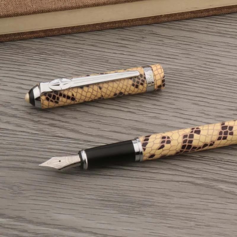 Роскошная перьевая ручка Duke Uranus металлическая коричневая текстура в виде змеи