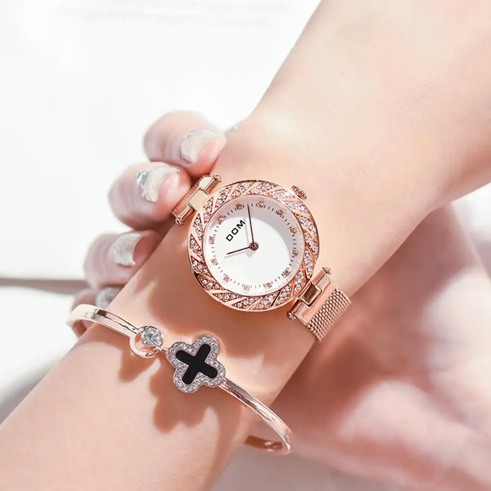 

DOM Montre Femme New Luxury Ladies Watch Fashion Simple Watches Womens Crystal Dial Quartz Watch Women Clock Relogio Feminino