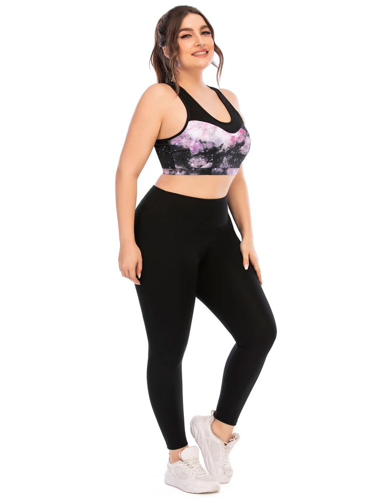 

2 Piece Tie Dye Workout Set Women Leggings 2021 Fitness Clothing High Waist Push Up Pocket Gym Pants Summer Fashion Large Size