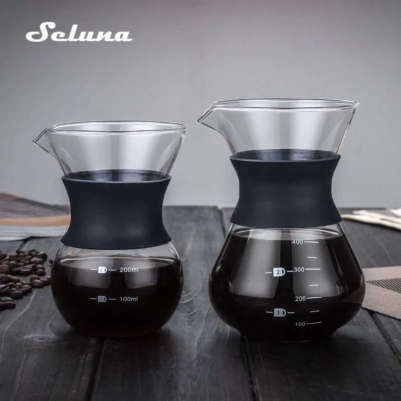 

Glass Coffee Pot with Stainless Steel Filter Hand Drip Brewing Hot Brewer Coffee Pots Dripper Barista Pour Over Coffee Maker