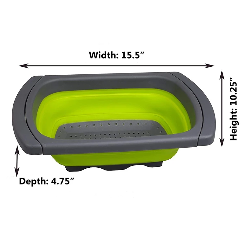 Складной на раковину дуршлаг/ситечко зеленый | Дом и сад