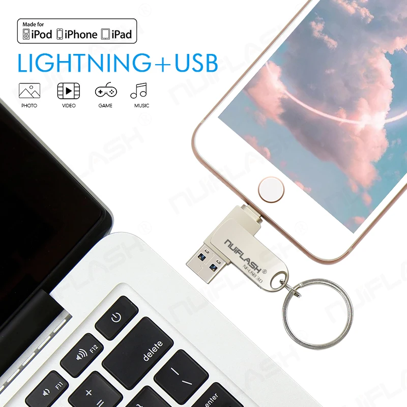 

Usb Flash Drive pendrive For iPhone 6/6s/6Plus/7/7Plus/8/X Usb/Otg/Lightning 2 in 1 Pen Drive For iOS External Storage Devices