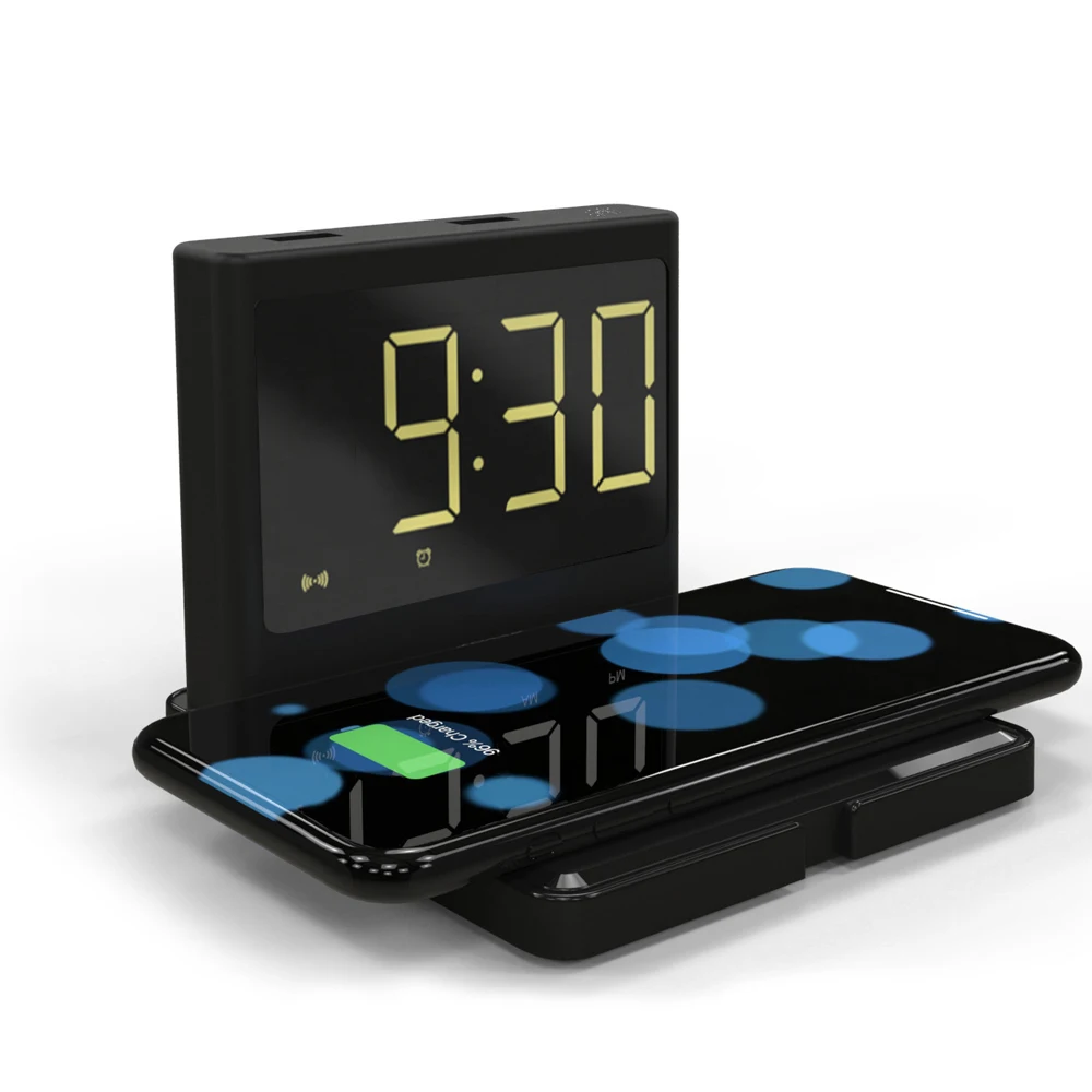 

Qi Wireless Charger 15W Wireless Charging Pad Alarm Clock for iphone 11 pro samsung Fast cargador inalambrico Station for Xiaomi